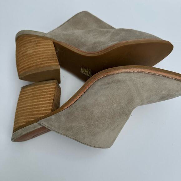 Jeffrey Campbell Favela pointy toe western style stack heeled mule tan/grey - Picture 3 of 11